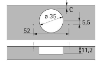 Петля slideon 2333, угол 95°, чашка th42 d35, средняя стенка, b5 1078661 Hettich