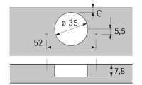 Петля sensys 8676, угол 110°, чашка th52 d35, накладная, b12,5 9094450 Hettich