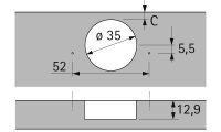 Петля sensys 8675, угол 110°, чашка th52 d35, вкладная, b-4 9073664 Hettich